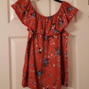 🌻Worn once🌻 St. John's Bay Floral Off the Shoulder Top Sz L